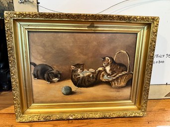 Cats, Un Signed,oil On Canvas