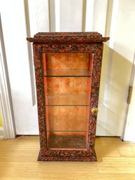 Painted Art Cabinet With Glass Sides And Shelves