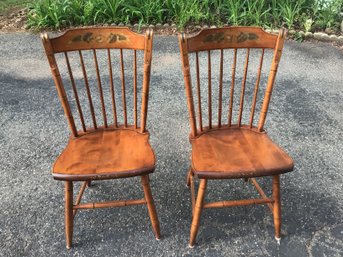 Pair Of Hitchcock Dining Chairs Stenciled