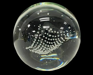 Signed Art Glass Bubble Paperweight
