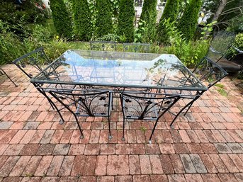 Salterini Iron Table W/ Glass Top And 6 Chairs