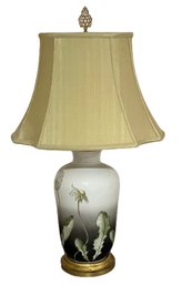 Ceramic Floral Lamp With Silk Shade #2