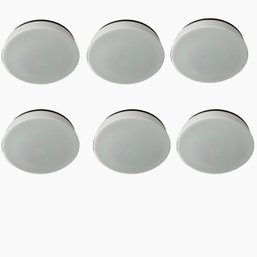 A Set Of 6 Lightolier Round White Glass Light Fixtures -  1 Of 2