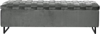 NEW!  Inspired Home Grey Velvet Hand Woven Storage Bench (2 Of 2)