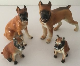 Porcelain & Ceramic Dog Figurines 4 Boxers.