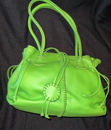 Fatto A Mano By Carlos Falchi Green Leather Handbag