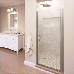 Basco Shower Door Infinity 33- 34 In Width, Semi-Frameless Shower Door, Clear Glass, Brushed Nickel Finish