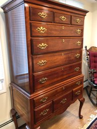 Gorgeous Solid Cherry Queen Anne Style Highboy By Statton Furniture, Oxford Antique Finish