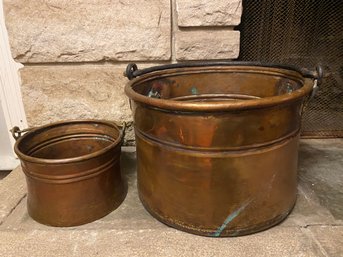 2 Handled Copper Buckets