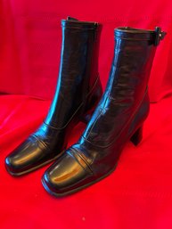 Prada Black Leather Ankle Boot Size 36