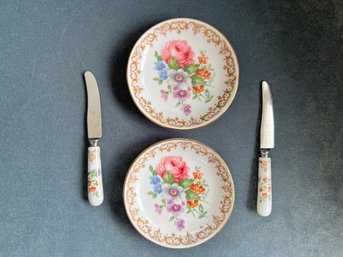 Staffordshire Mini Plate And Knife Set (2)