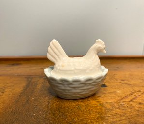 Vintage Miniature Hen On Nest Dish