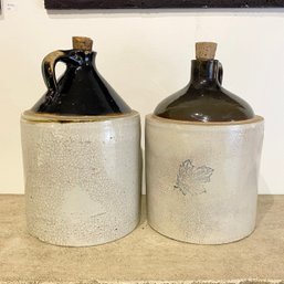 Pair Of Vintage Stoneware Jugs With Corks