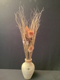 Clay Jug  Rope Handle With Dried Botanicals Twigs Pod Wood Roses 40 Inches Tall
