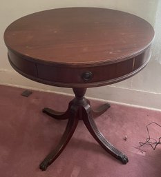 Round Side Table With One Drawer