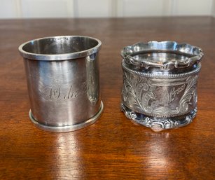 Lot Of Two Silver Plated Napkin Rings