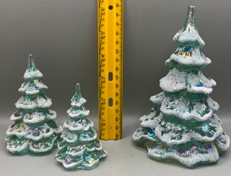 Set Of 3 Fenton Christmas Trees