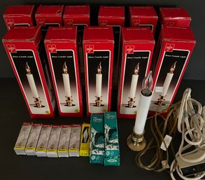 Vintage Lot - 11 Foremost Industries ELECTRIC Brass Candle Window Lights , Repacement Lights, Extension Cord