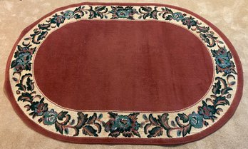 Oval Floral Pattern Accents Rug Made In Belgium