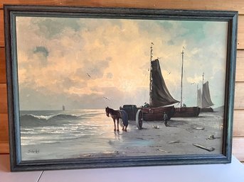 Oil On Canvas, By Schenkel, 40' X 27', Nautical Decor, Hamptons Style