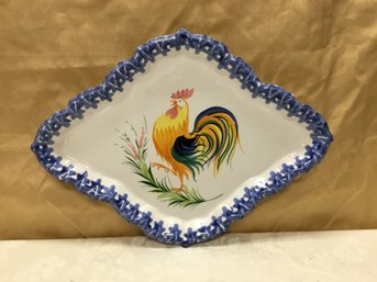 An Hand Decorate Rhombus Shape Ceramic Plater Made In Italy