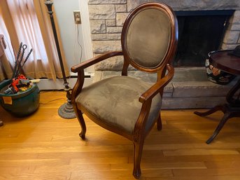 Green Velvet Chair With Wood Trim