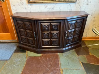 Vintage Geometric Wooden Credenza