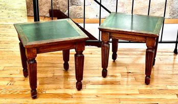 Pair Of Carved Walnut End Tables On Casters