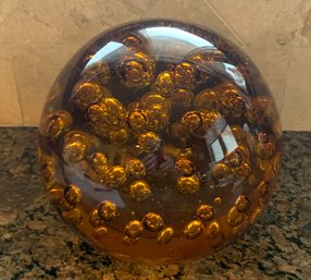 Heavy Amber Colored Large Bubble Ball
