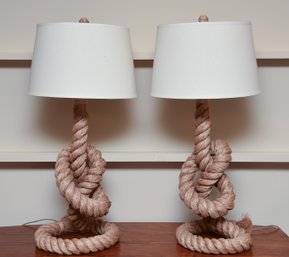 Pair Of Nautical Rope Table Lamps