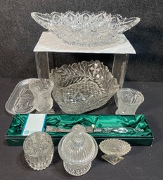 Beautiful Cut Crystal Lot With Platters, Cups, Bowls And Galway Crystal Cake Knife