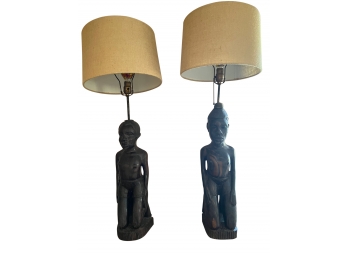 Pair Of Antique African Table Lamps