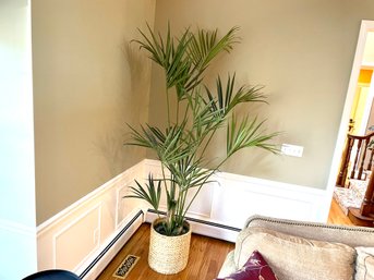 Large 7.5' Faux Palm Plant In Woven Basket