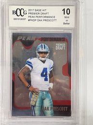 2017 Sage Hit Premier Draft Dak Prescott Peak Performance Card #pK-DP   BCCG Gem Mint 10