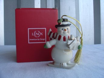 LENOX 2016 Christmas Ornament Snowman Skiing