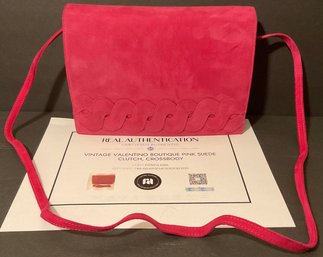 Valentino Boutique Vintage Pink Suede Stunning Clutch, Handbag