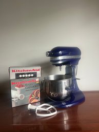 Blue Kitchen Aid Mixer With Accessories