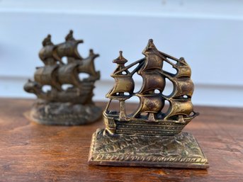 Vintage Brass Sailboat Bookends