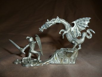 Dragon And Knight Battle Pewter Figurine