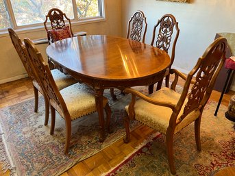 Vintage Dining Table & 6 Upholstered Chairs