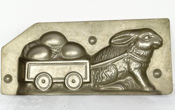 Single Side Bunny W/ Wagon Chocolate Mold Stamped Made In Berlin, Germany--PLEASE SEE ALL PICS FOR DETAILS