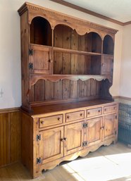 Two Piece Pine Hutch Nice Storage Country Decor