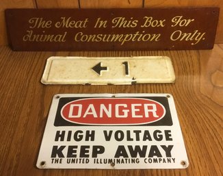 Trio Of Metal & Wood Vintage Signs