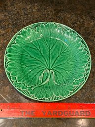Antique Wedgwood O Majolica Green Glaze Leaf Plate 8' No Chips Or Cracks