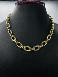 Sterling Silver & 1/10 14k Yellow Gold Two Tone Chain Link Necklace