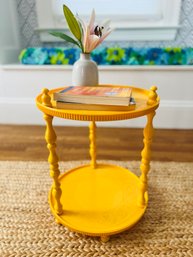 Two Tiered Sunshine Yellow 1960s Molded Plastic Side Table