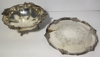 2 Pc, Silver Plated Dish, Boolton & Watt & Bowl.