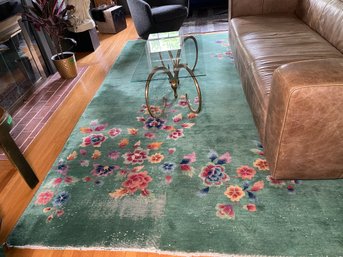 An Antique Chinese Art Deco Wool & Cotton 1920s Rug