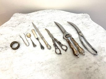 Concord Shears, Letter Opener, Teaspoon, Sugar Cube Utensils & Napkin Ring