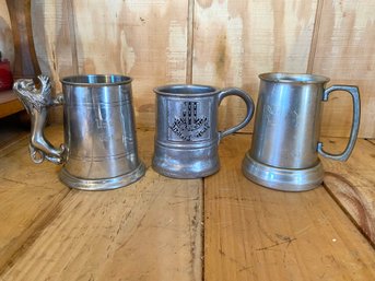 Lot Of 3 Steins- Playboy,  Medieval  Times And Lion Handle